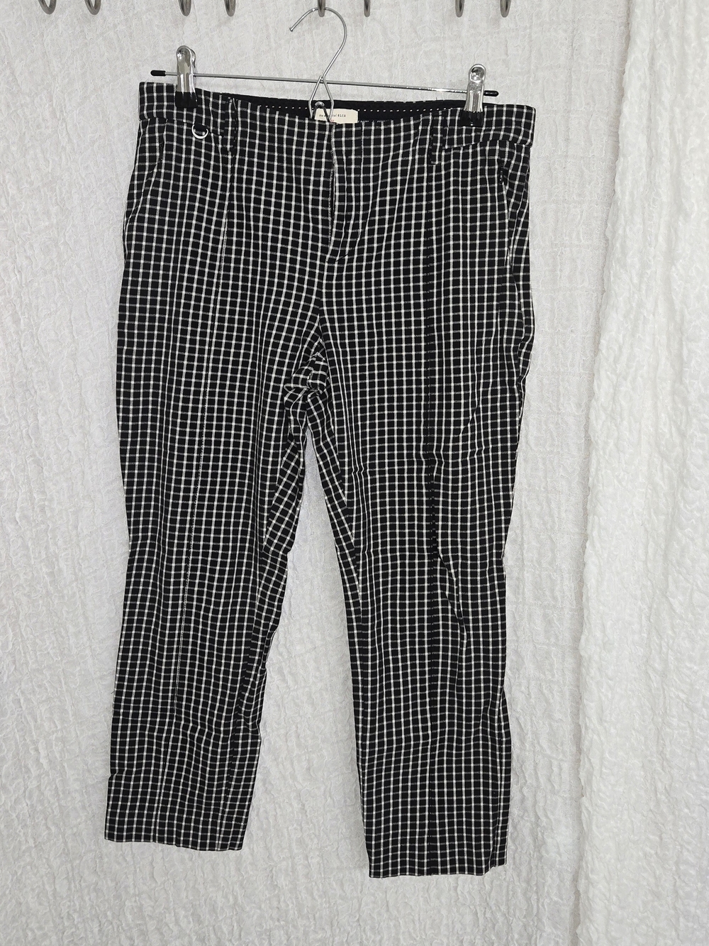 Anthropologie Slim Leg Black & White Windowpane Chinos-size 8